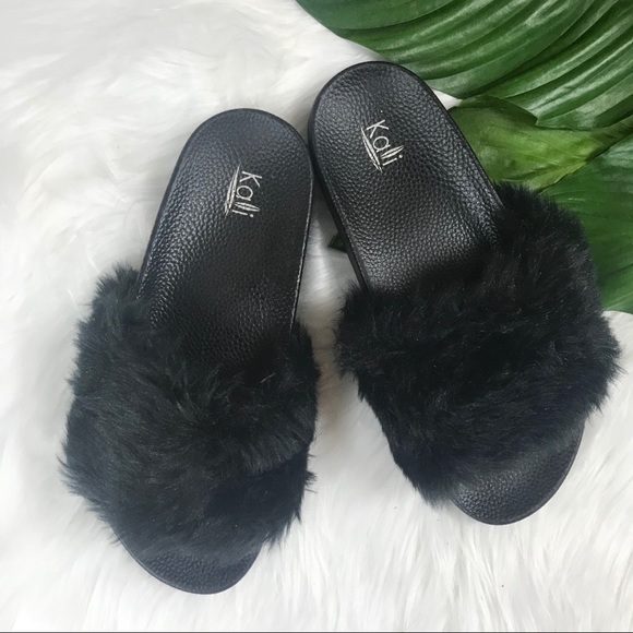 kali shoes fur slides